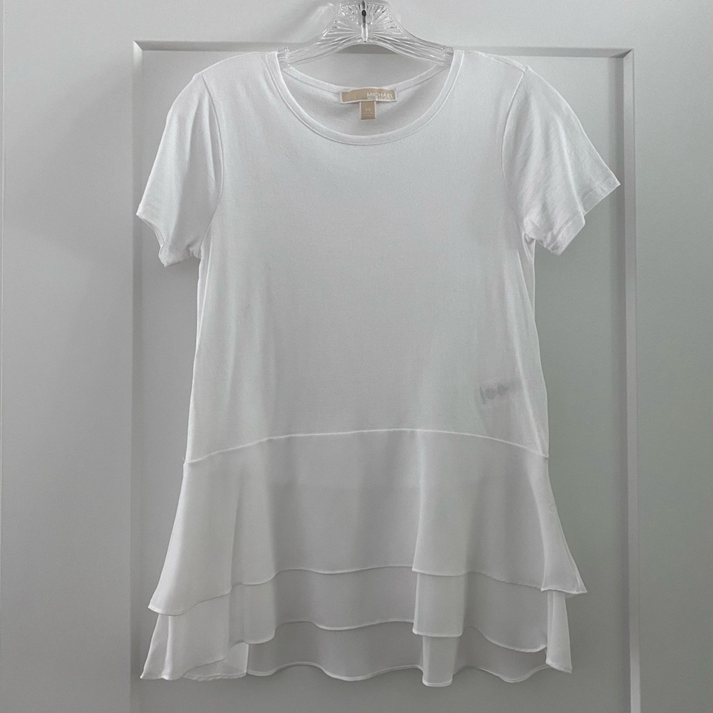 michael kors white ruffle top